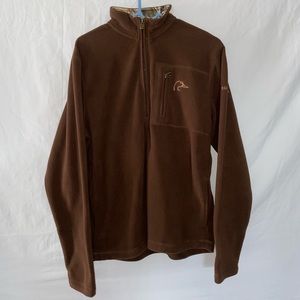 Ducks Unlimited Brown Fleece Jacket - Quarter Zip w/ Logo Sz Medium